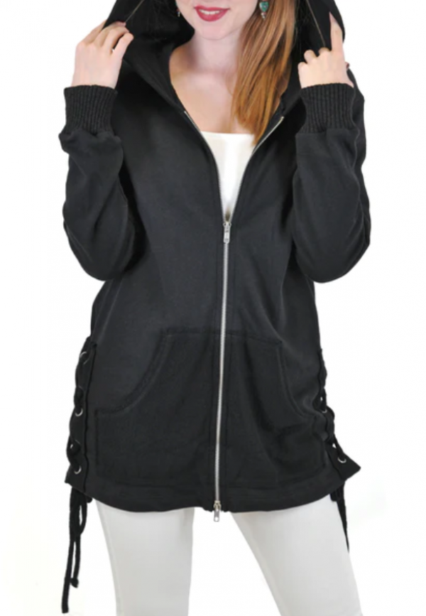 Hoodie dengan aksen ritsleting di bagian samping